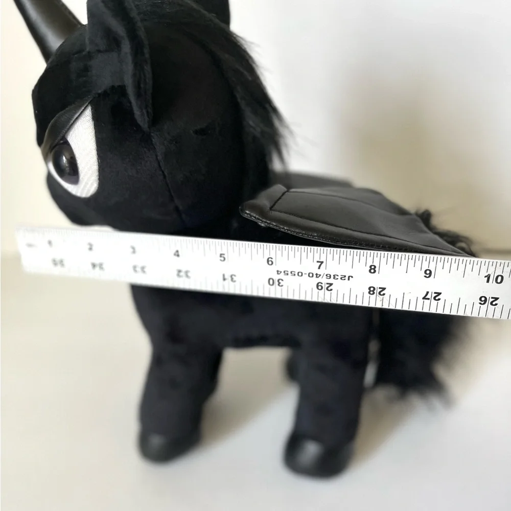 Black Unicorn Plush Stuffed Animal Dark Goth Plushie Punk Plush Faux Leather - Picture 10 of 10